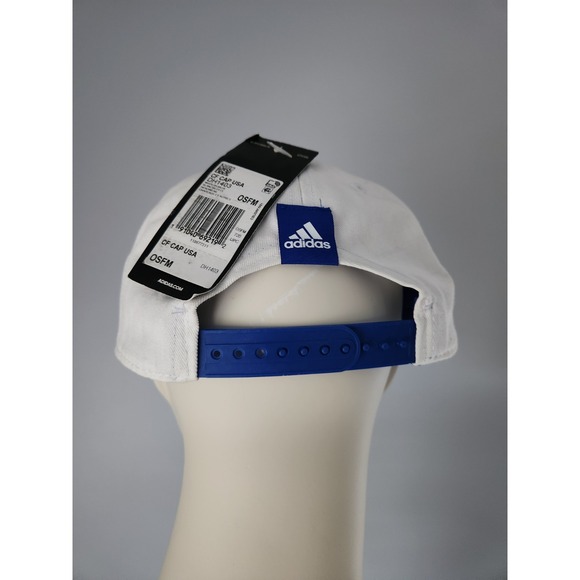 Adidas USA Snapback Hat White Blue Stripes Adjustable One Size Cap Olympic New - Picture 7 of 8